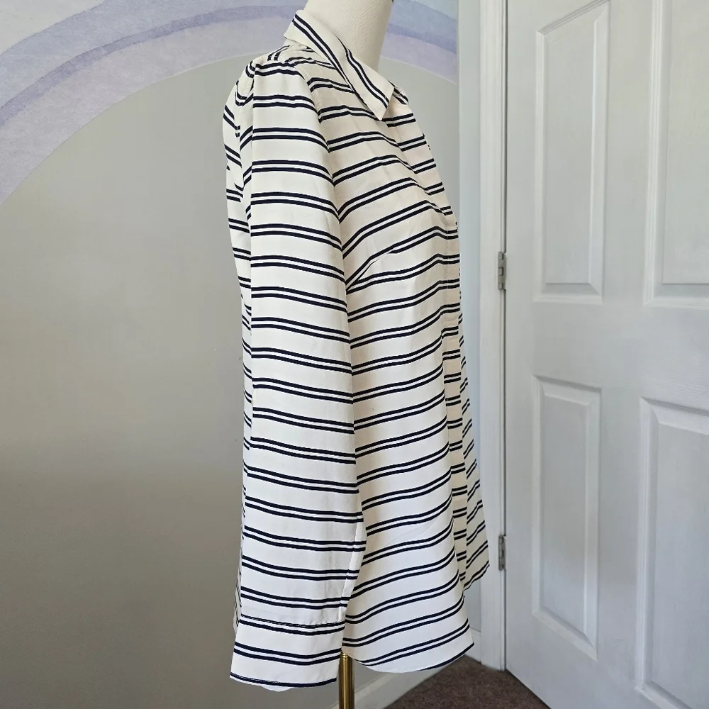Talbots | Medium | Navy & White Striped Button Down - Picture 5 of 10